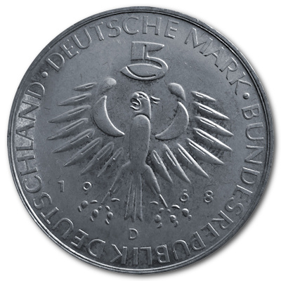 Deutschland 5 DM Gedenkmünzen 1968 7,00g Silber Max von Pettenkofer Rückseite
