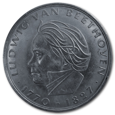 Deutschland 5 DM Gedenkmünzen 1970 7,00g Silber Ludwig van Beethoven Vorderseite