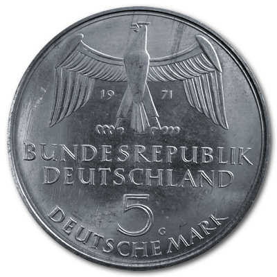 Deutschland 5 DM Gedenkmünzen 1971 7,00g Silber Reichsgründung Rückseite