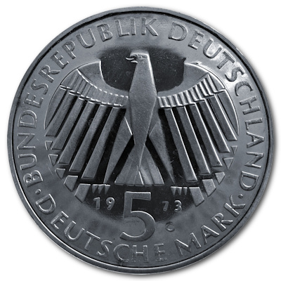 Deutschland 5 DM Gedenkmünzen 1973 7,00g Silber Frankfurter Nationalversammlung Rückseite