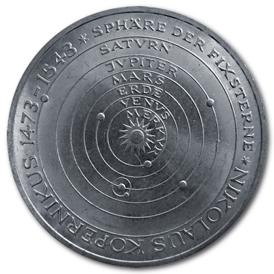 Deutschland 5 DM Gedenkmünzen 1973 7,00g Silber Nikolaus Kopernikus Vorderseite