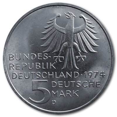 Deutschland 5 DM Gedenkmünzen 1974 7,00g Silber Immanuel Kant Rückseite