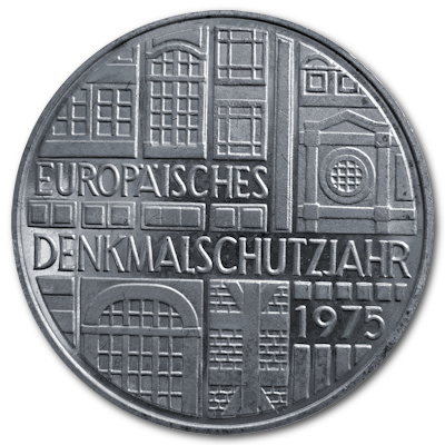 Deutschland 5 DM Gedenkmünzen 1975 7,00g Silber Denkmalschutzjahr Vorderseite