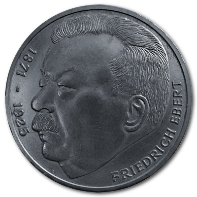 Deutschland 5 DM Gedenkmünzen 1975 7,00g Silber Friedrich Ebert Vorderseite
