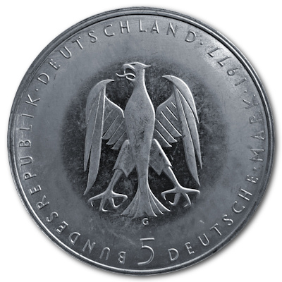 Deutschland 5 DM Gedenkmünzen 1977 7,00g Silber Heinrich von Kleist Rückseite