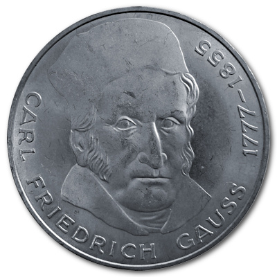 Deutschland 5 DM Gedenkmünzen 1977 7,00g Silber Carl Friedrich Gauss Vorderseite