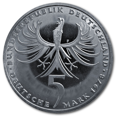 Deutschland 5 DM Gedenkmünzen 1978 7,00g Silber Balthasar Neumann Rückseite