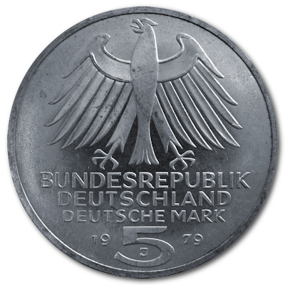 Deutschland 5 DM Gedenkmünzen 1979 7,00g Silber Archäologisches Institut Rückseite