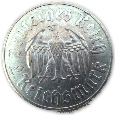 Deutschland 2 Reichsmark RM 1933 5,00g Silber Martin Luther A Rückseite