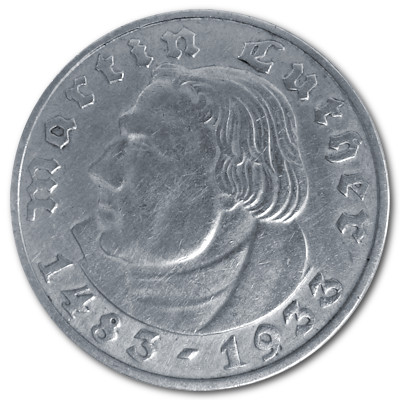 Deutschland 2 Reichsmark RM 1933 5,00g Silber Martin Luther D Vorderseite