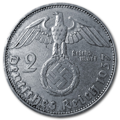 Deutschland 2 Reichsmark RM 1937 5,00g Silber Hindenburg A Rückseite