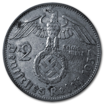 Deutschland 2 Reichsmark RM 1937 5,00g Silber Hindenburg D Rückseite