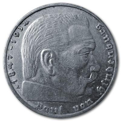 Deutschland 2 Reichsmark RM 1937 5,00g Silber Hindenburg A Vorderseite