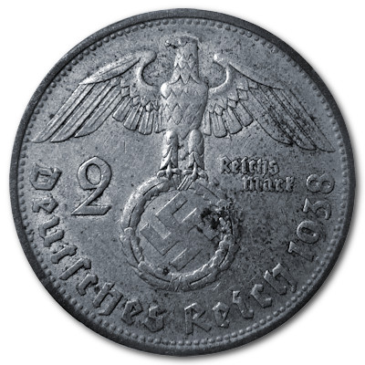 Deutschland 2 Reichsmark RM 1938 5,00g Silber Hindenburg B Rückseite