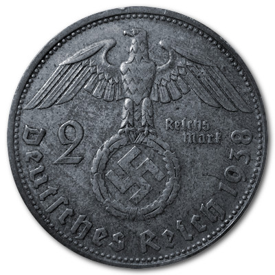 Deutschland 2 Reichsmark RM 1938 5,00g Silber Hindenburg D Rückseite