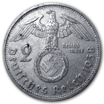 Deutschland 2 Reichsmark RM 1938 5,00g Silber Hindenburg G Rückseite