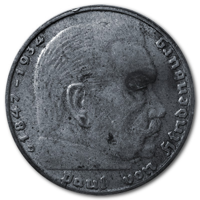 Deutschland 2 Reichsmark RM 1938 5,00g Silber Hindenburg D Vorderseite