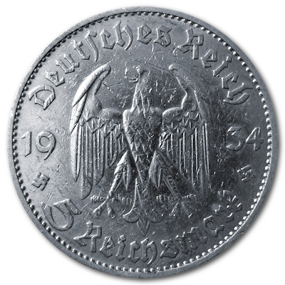 Deutschland 5 Reichsmark RM 1934 12,50g Silber Garnisonskirche ohne Datum D Rückseite