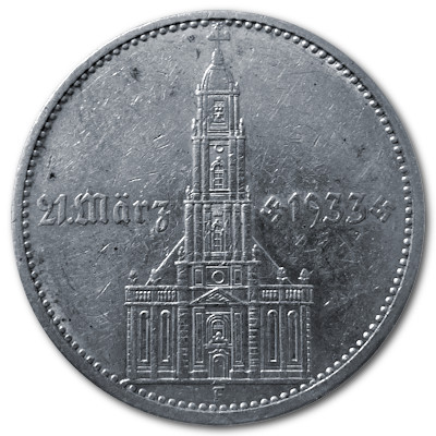 Deutschland 5 Reichsmark RM 1934 12,50g Silber Garnisonskirche mit Datum F Vorderseite