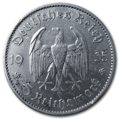 Deutschland 5 Reichsmark RM 1935 12,50g Silber Garnisonskirche ohne Datum G Rückseite