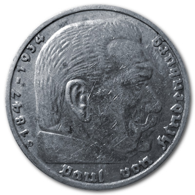 Deutschland 5 Reichsmark RM 1935 12,50g Silber Hindenburg ohne Hakenkreuz D Vorderseite