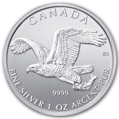 Kanada 1 Oz Silber Birds of Prey 2014 1 Oz Silber Weißkopfseeadler Vorderseite
