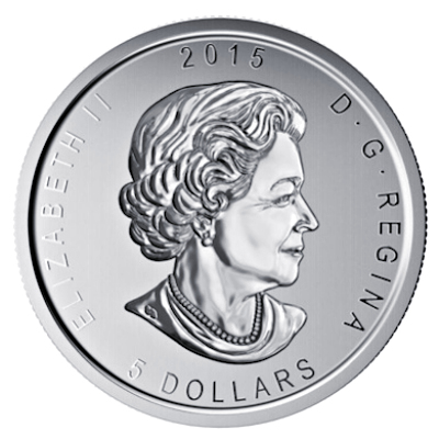 Kanada 1 Oz Silber Birds of Prey 2015 1 Oz Silber Eule Rückseite