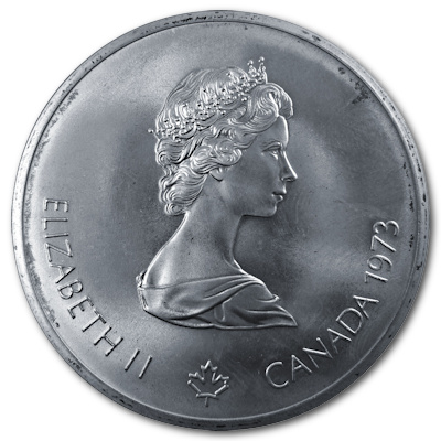 Kanada 10 Dollar Olympiade Montreal 1973 44,96g Silber Weltkarte Rückseite