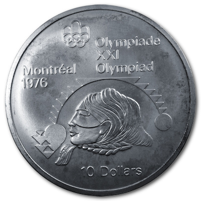 Kanada 10 Dollar Olympiade Montreal 1975 44,96g Silber Kugelstoßen Frauen Vorderseite
