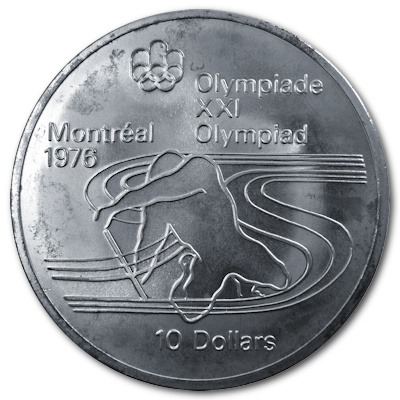 Kanada 10 Dollar Olympiade Montreal 1975 44,96g Silber Paddeln Vorderseite