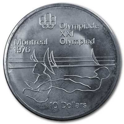 Kanada 10 Dollar Olympiade Montreal 1975 44,96g Silber Segeln Vorderseite