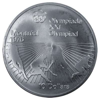 Kanada 10 Dollar Olympiade Montreal 1976 44,96g Silber Feldhockey Vorderseite