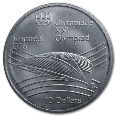 Kanada 10 Dollar Olympiade Montreal 1976 44,96g Silber Olympisches Stadion Vorderseite