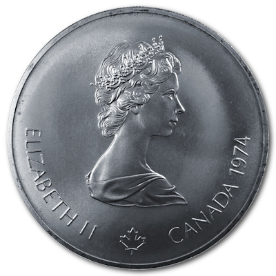 Kanada 5 Dollar Olympiade Montreal 1974 22,48g Silber Rudern Rückseite