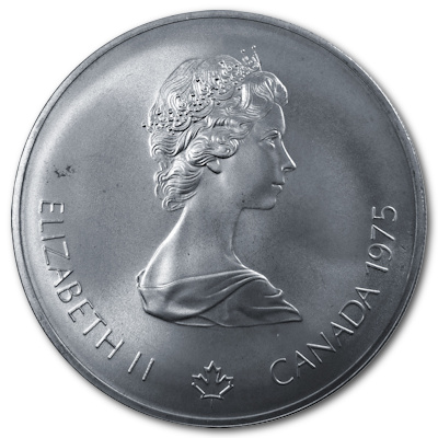 Kanada 5 Dollar Olympiade Montreal 1975 22,48g Silber Tauchen Rückseite