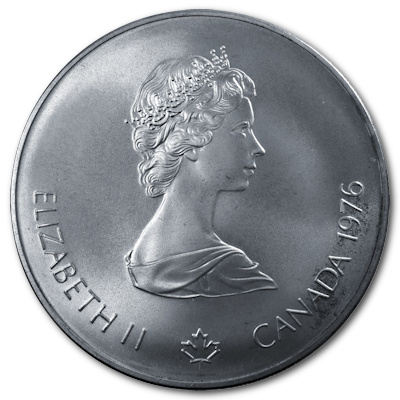 Kanada 5 Dollar Olympiade Montreal 1976 22,48g Silber Fechten Rückseite