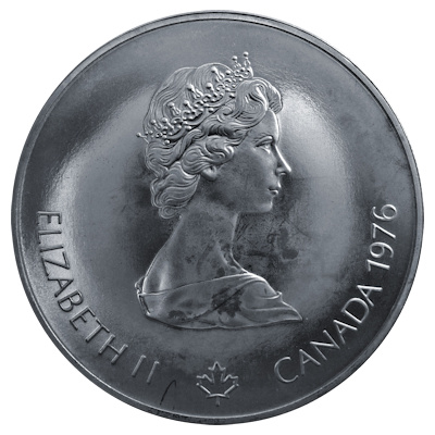 Kanada 5 Dollar Olympiade Montreal 1976 22,48g Silber Olympische Flamme Rückseite