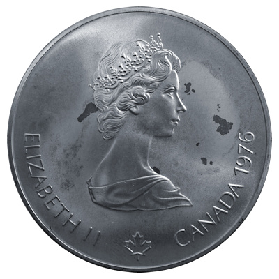 Kanada 5 Dollar Olympiade Montreal 1976 22,48g Silber Olympisches Dorf Rückseite