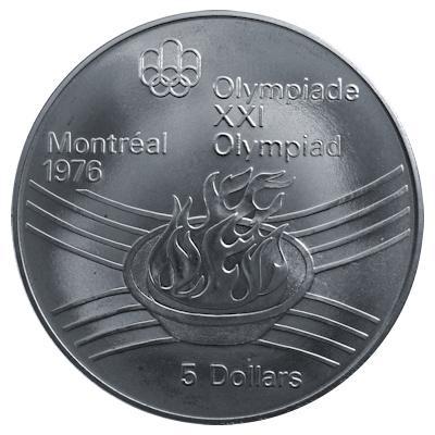 Kanada 5 Dollar Olympiade Montreal 1976 22,48g Silber Olympische Flamme Vorderseite