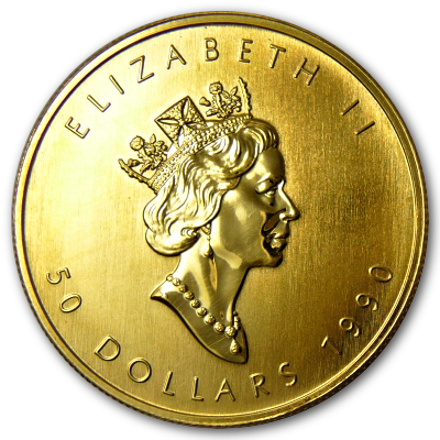 Kanada Gold Maple Leaf 1990 1 Oz Gold Rückseite Kanada Gold Maple Leaf 1990 1 Oz Gold Rückseite
