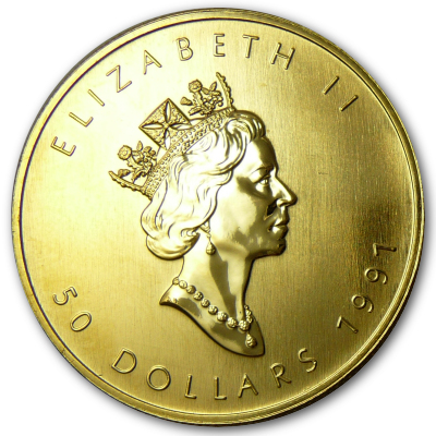 Kanada Gold Maple Leaf 1991 1 Oz Gold Rückseite Kanada Gold Maple Leaf 1991 1 Oz Gold Rückseite