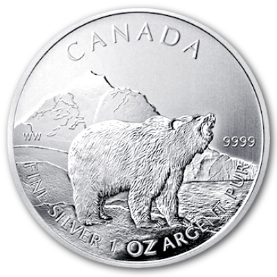 Kanada Wildlife 1 Oz Silber 2011 1 Oz Silber Grizzly Vorderseite