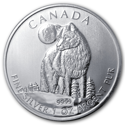 Kanada Wildlife 1 Oz Silber 2011 1 Oz Silber Wolf Vorderseite