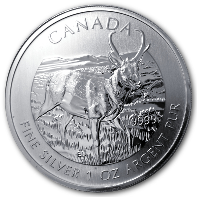 Kanada Wildlife 1 Oz Silber 2013 1 Oz Silber Antilope Vorderseite