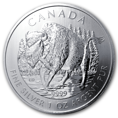 Kanada Wildlife 1 Oz Silber 2013 1 Oz Silber Bison Vorderseite