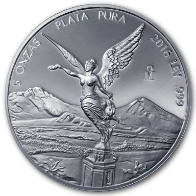 Mexiko Libertad Silbermünzen 2016 5 Oz Silber Vorderseite Polierte Platte