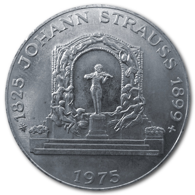 Österreich 100 Schilling 1975 15,36g Silber Johann Strauss Vorderseite