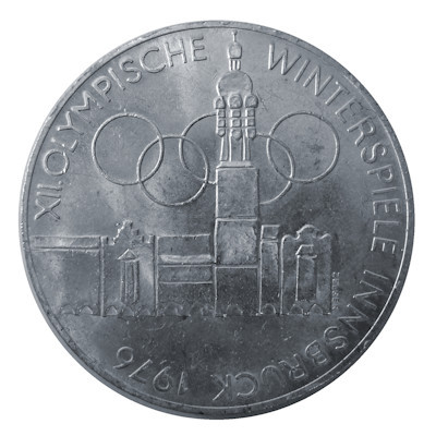 Österreich 100 Schilling 1975 15,36g Silber Winterolympiade Innsbruck 2. Ausgabe Prägestätte Hall Vorderseite