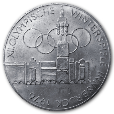 Österreich 100 Schilling 1975 15,36g Silber Winterolympiade Innsbruck 2. Ausgabe Prägestätte Wien Vorderseite