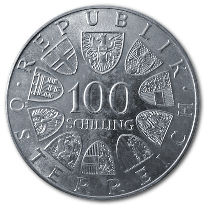 Österreich 100 Schilling 1976 15,36g Silber 200 Jahre Burgtheater Rückseite